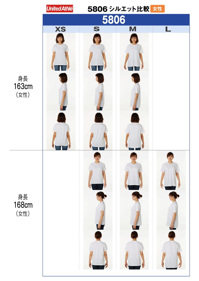 5806　シルエット比較　女性