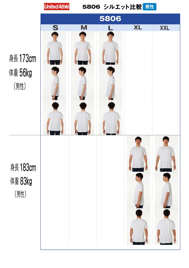 5806　シルエット比較　男性